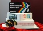 The cake to celebrate the launch of PNZB decorated by the Waitakere City Cake Decorators